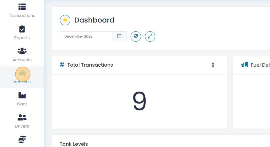 Click "Vehicles" to go to the Vehicles page.
